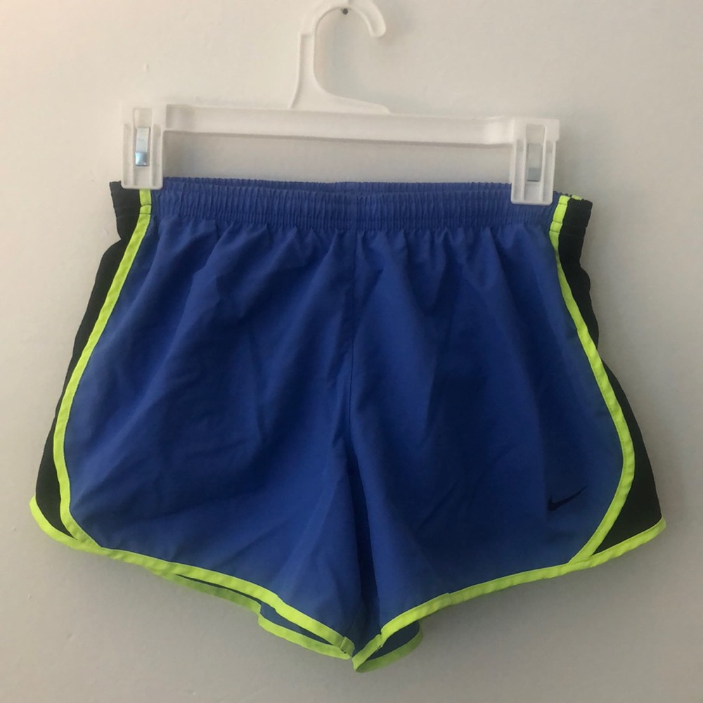 Blue and Neon Green Nike Athletic Shorts